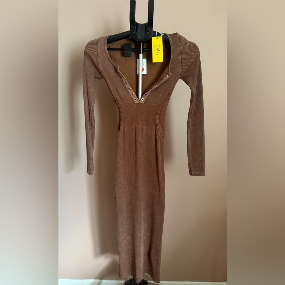 NWT Sexy Brown Ribbed Dress